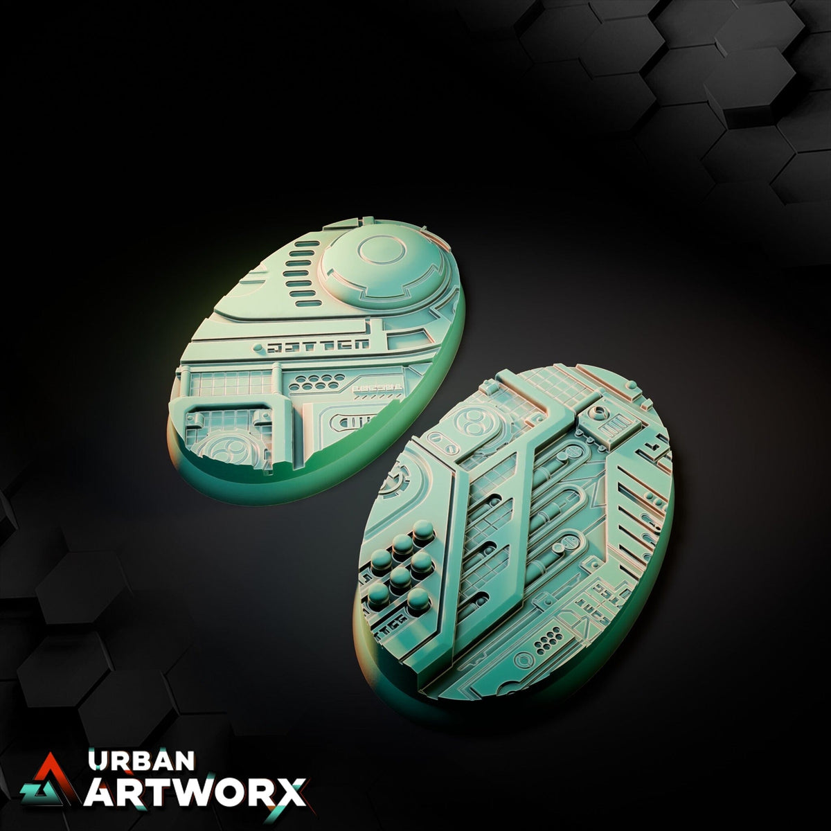 Tabletop Bases - Txarli Factory - Xeno City Bases Txarli Factory Oval 75x42mm (2) 