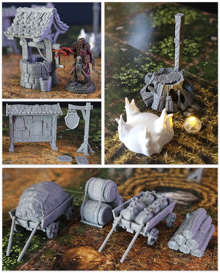 Tabletop Gelände - City of Tarok - Dressing Items Complete Set Black Scrolls Games 