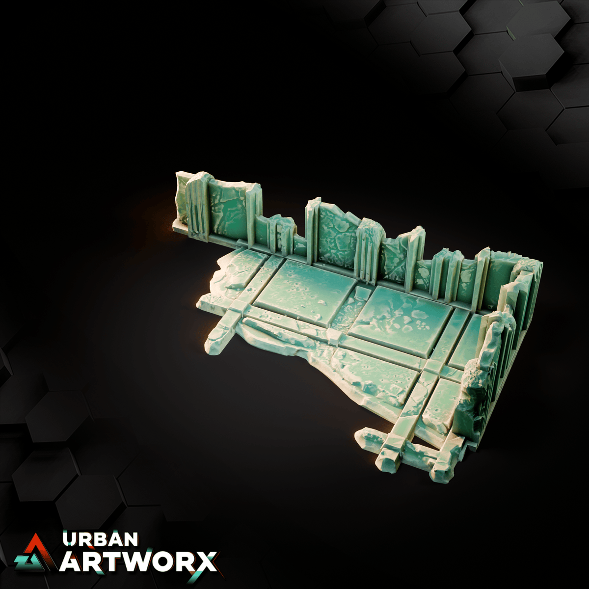Tabletop Gelände - Txarli Factory - 11th Edition Grimdark Ruins Gelände Txarli Factory Ruin 3x6 02 