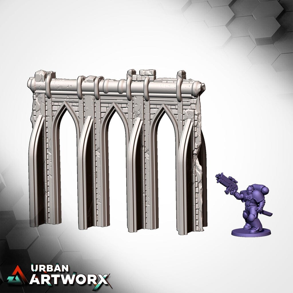 Tabletop Gelände - Txarli Factory - 11th Edition Grimdark Ruins Txarli Factory High Wall 6x2 