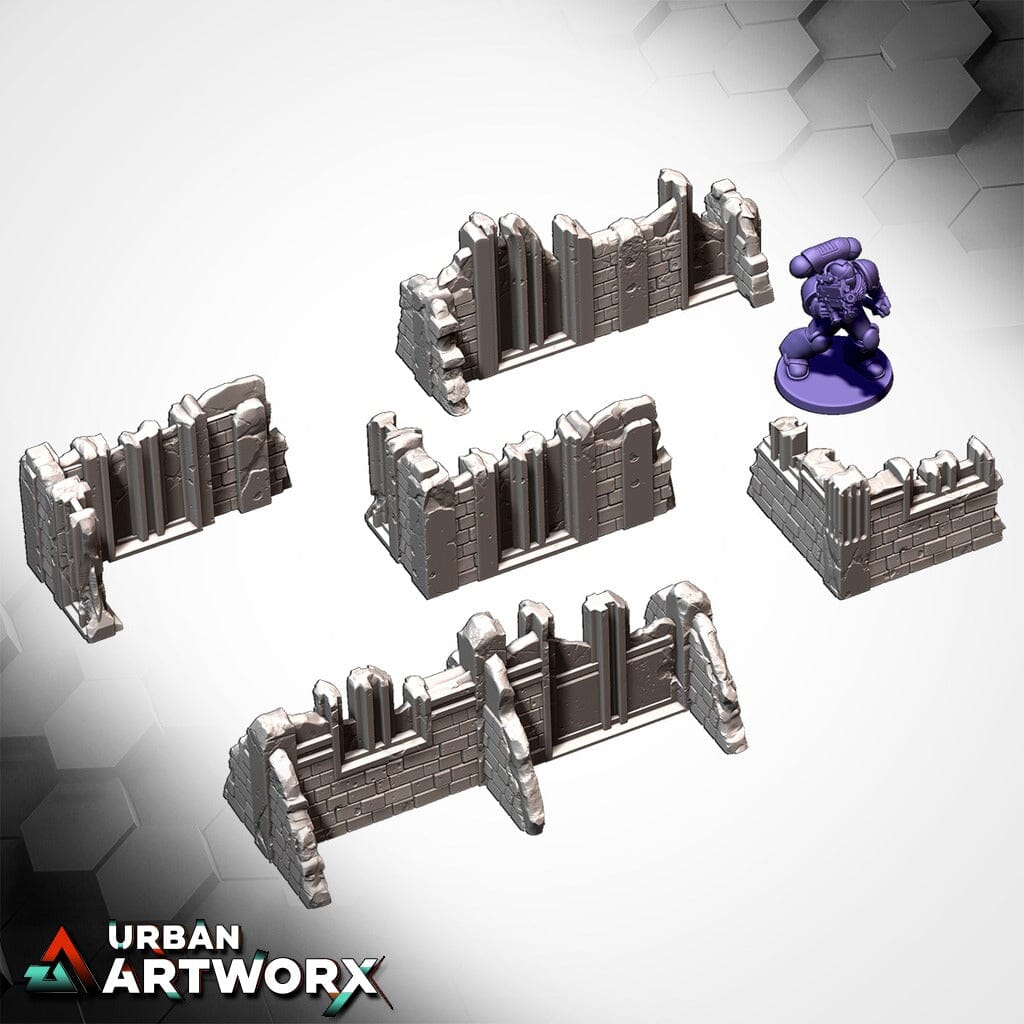 Tabletop Gelände - Txarli Factory - 11th Edition Grimdark Ruins Txarli Factory Wall 1.5x3 