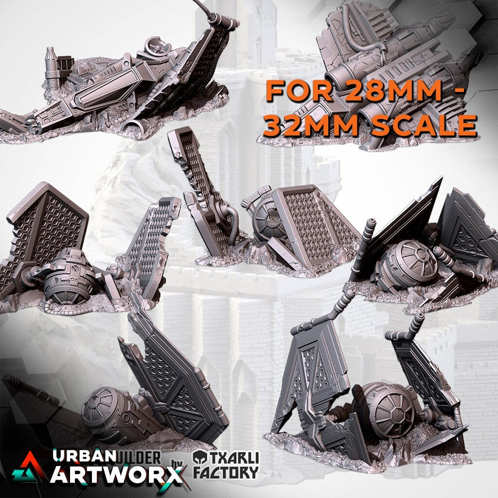 Tabletop Gelände - Txarli Factory - Crashed Spaceships Txarli Factory Complete Set 