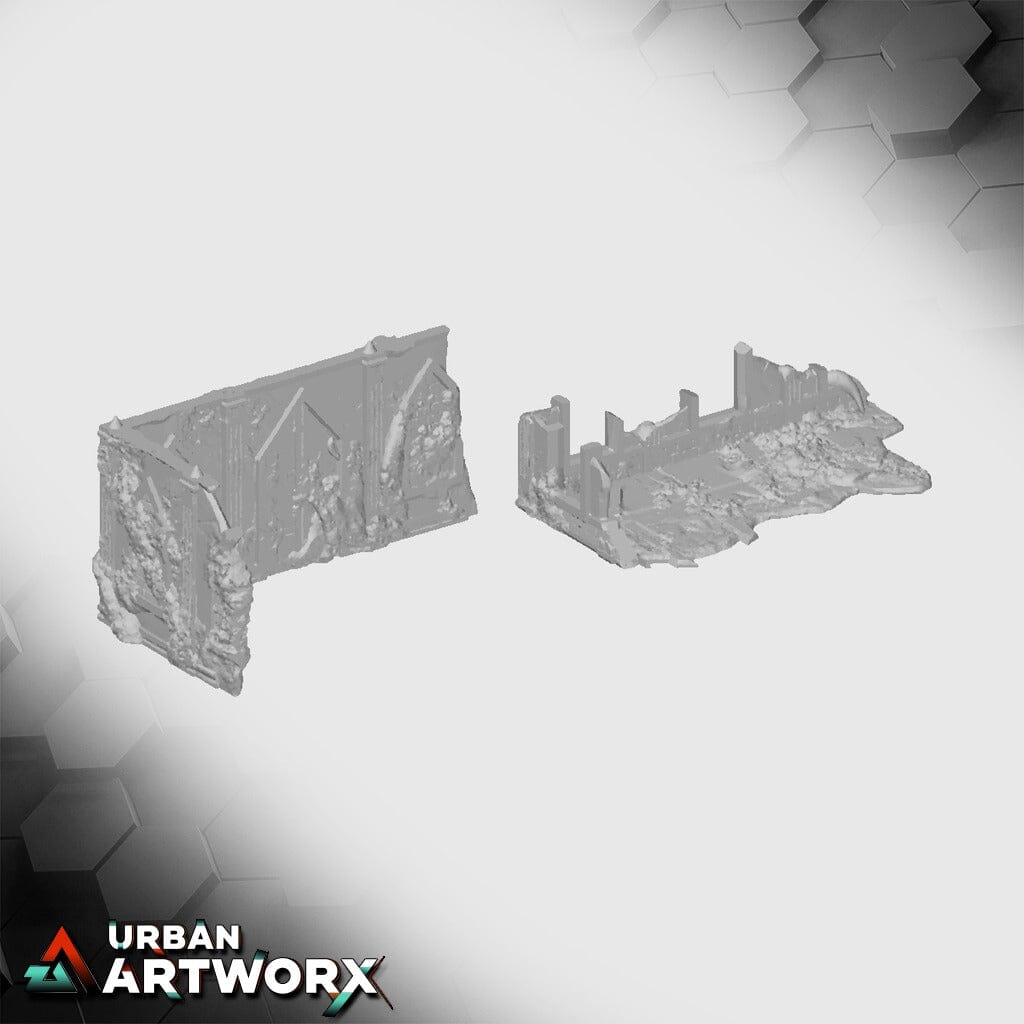 Tabletop Gelände - Txarli Factory - Grimdark Infected Ruins Txarli Factory Infected - L 8x4 V2 