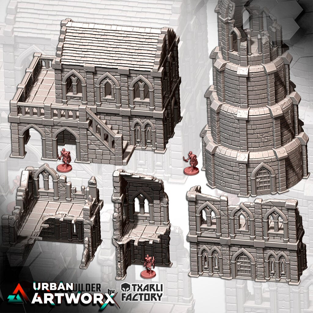 Tabletop Gelände - Txarli Factory - Middle Earth Town Txarli Factory Complete Set 