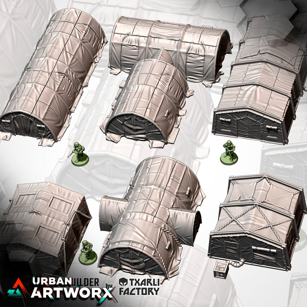Tabletop Gelände - Txarli Factory - Military Barracks Txarli Factory Complete Set 