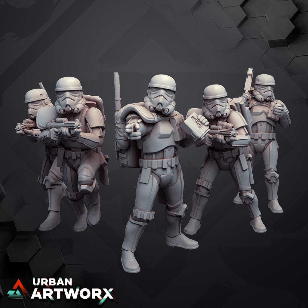 Tabletop Miniaturen - Skullforge Studios - Authority Desert Troopers (5) Skullforge Studios With Backpack 