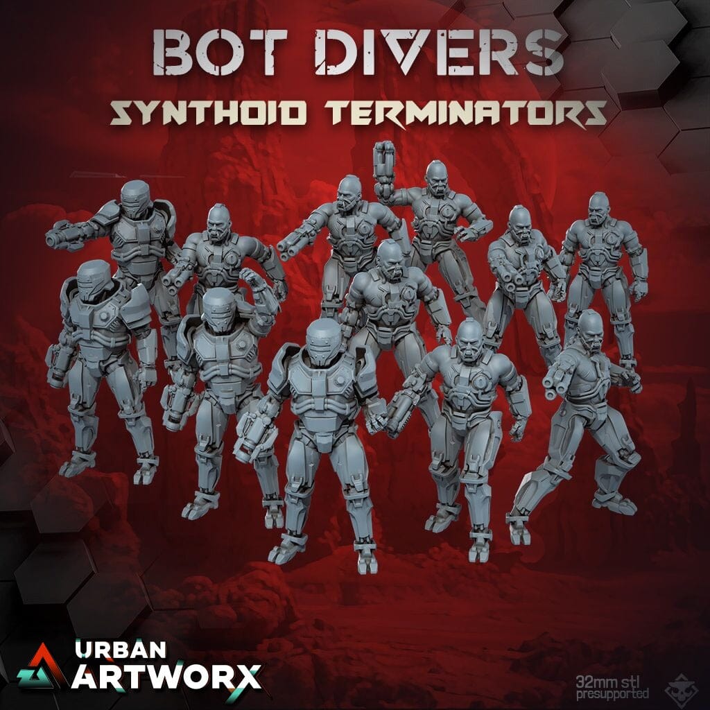 Tabletop Miniaturen - Skullforge Studios - Bot Divers: Synthoid Terminators (12) Skullforge Studios 