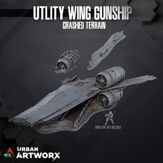 Tabletop Miniaturen - Skullforge Studios - Crashed Utility Wing Fighter Terrain Skullforge Studios 