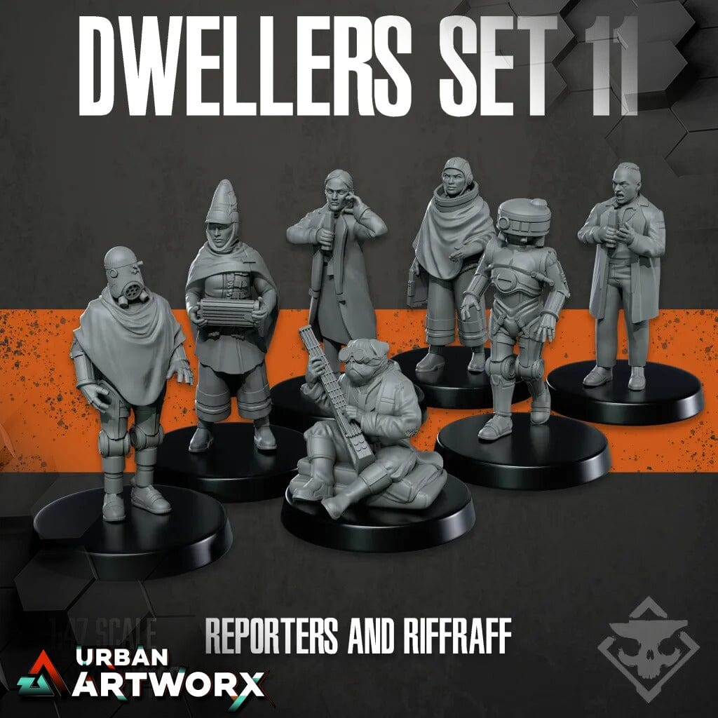 Tabletop Miniaturen - Skullforge Studios - Dwellers Set 11 Reporters and Riffraff (7) Skullforge Studios 