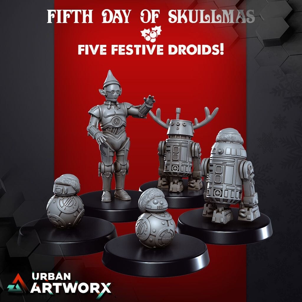 Tabletop Miniaturen - Skullforge Studios - Five Festive Droids (5) Skullforge Studios 