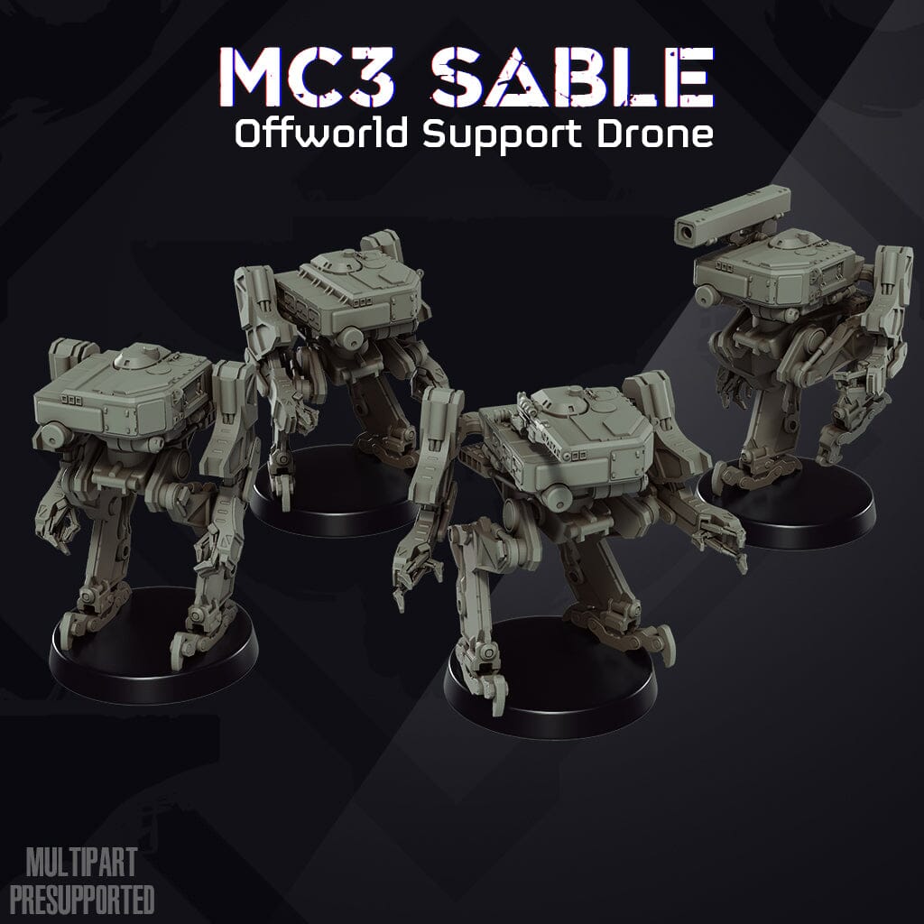 Tabletop Miniaturen - Skullforge Studios - MC3 Sable Support Bots (5) & Weapons Skullforge Studios 
